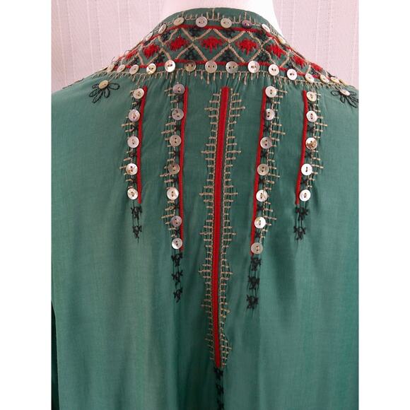 Double D Ranch Emerald Green Western Open Cardigan w/Kimono Sleeves Large - Picture 5 of 8